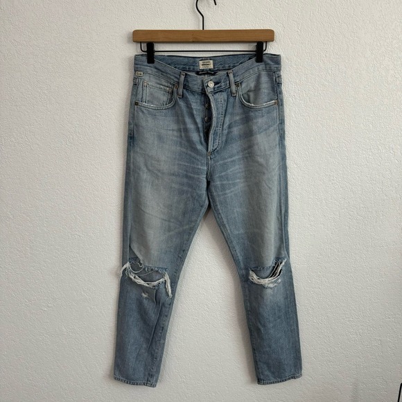 Citizens of Humanity Liya Premium Vintage High Rise Classic Crop Jeans Torn 26 - Picture 5 of 14